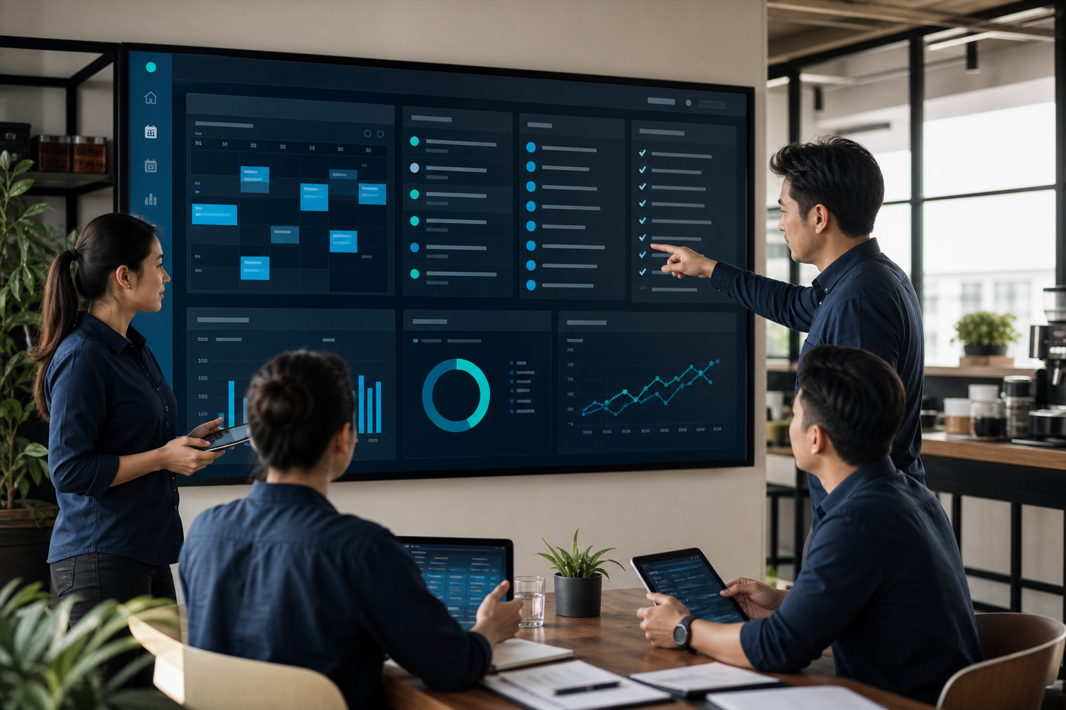 Tim bisnis bekerja bersama sebagai representasi operational workflow